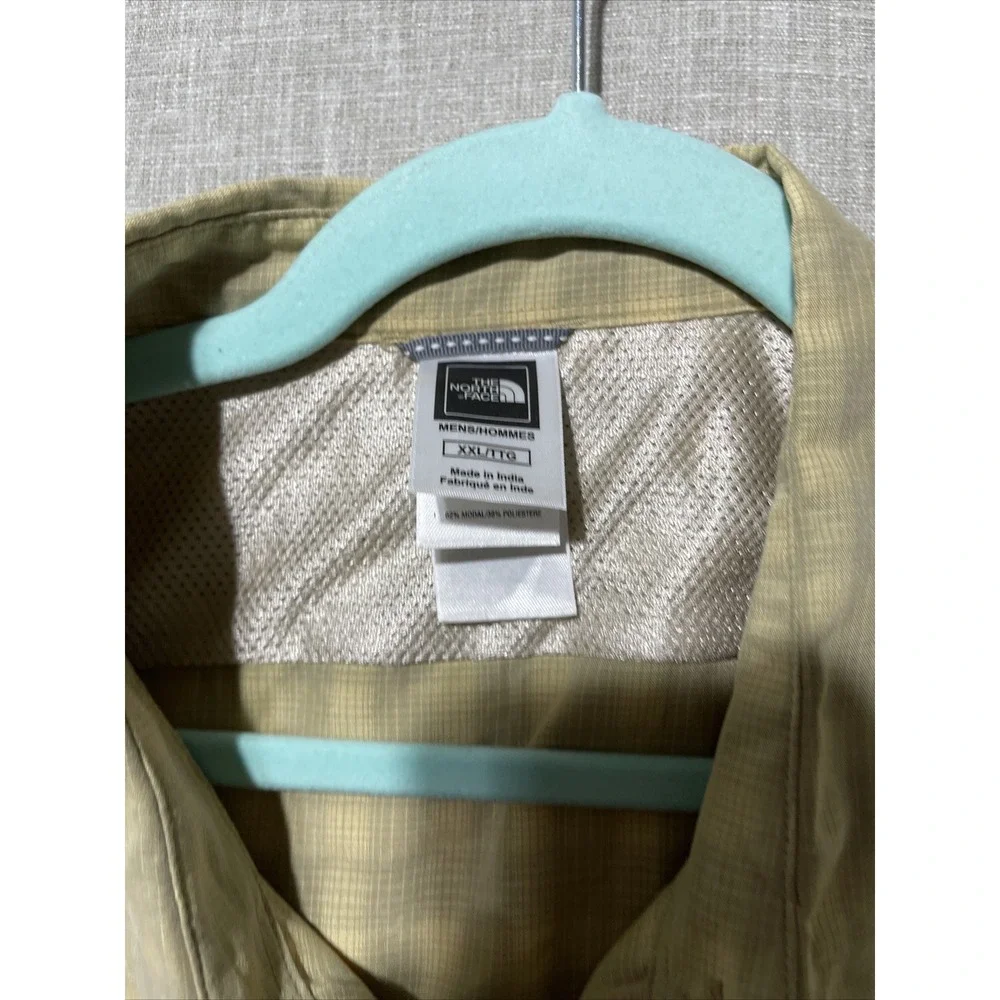 The North Face Button Up Shirt Men's 2XL Beige‎ Plaid Nature Hiking Gorpcore